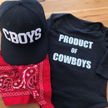 Load image into Gallery viewer, Product of Cowboys Baby Onesie